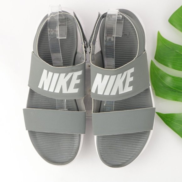 FLASH SALE!!  Nike Women's Tanjun Sandal Size 10 Grey with white letters - Picture 1 of 11
